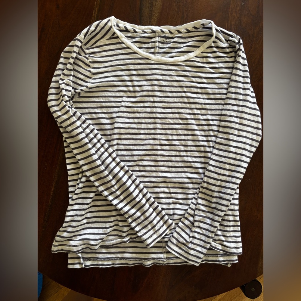 Madewell White & Black Striped Long-Sleeve Tee